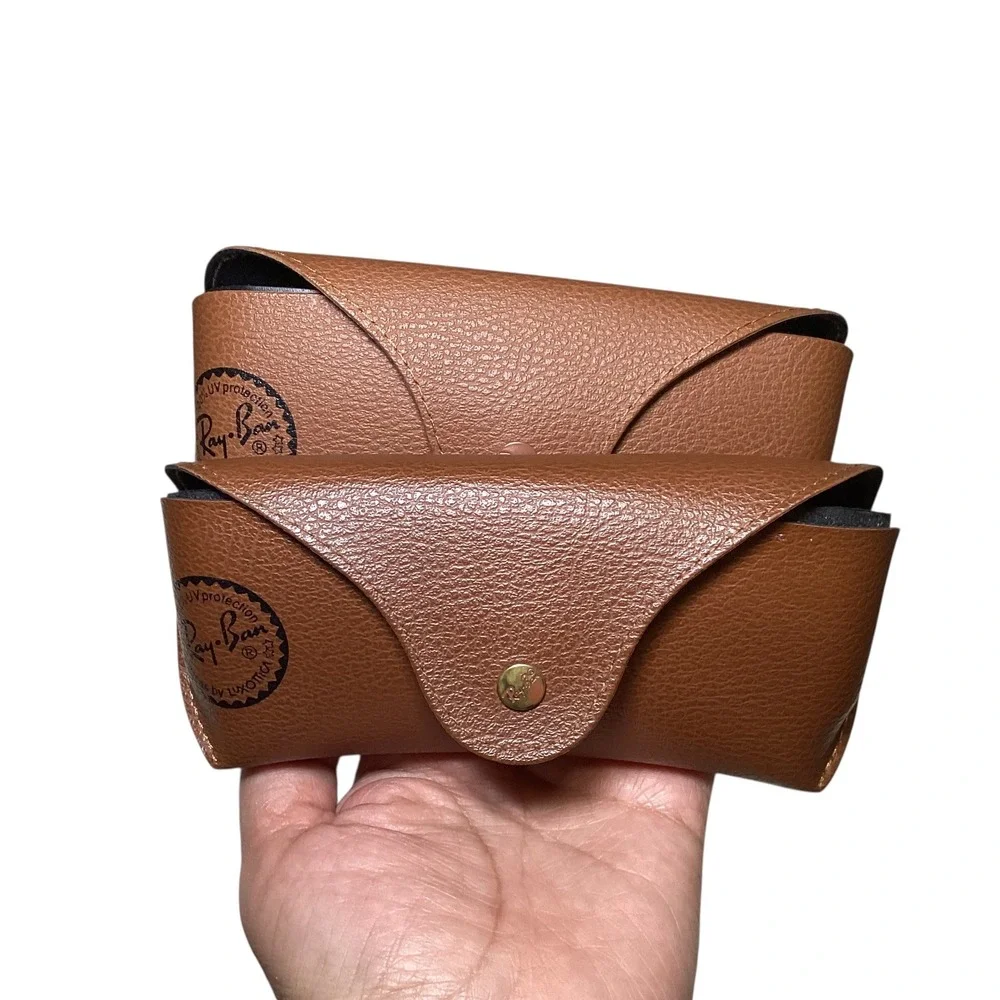 Ray-Ban Brown Pebble Grain Sunglasses Case Bundle of 2 Snap Closure Luxottica